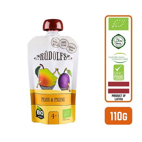 Rudolfs Organic Pear Prune Puree for Babies 4+ Months Healthy